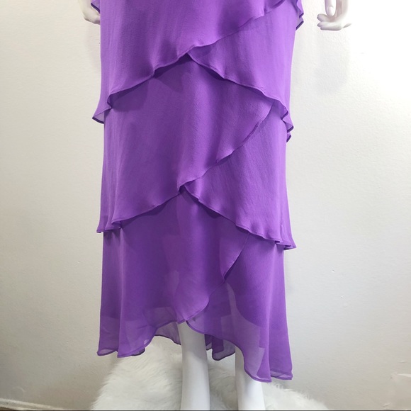 Tadashi Shoji Vintage Purple Ruffle Strapless Gown - Picture 4 of 8